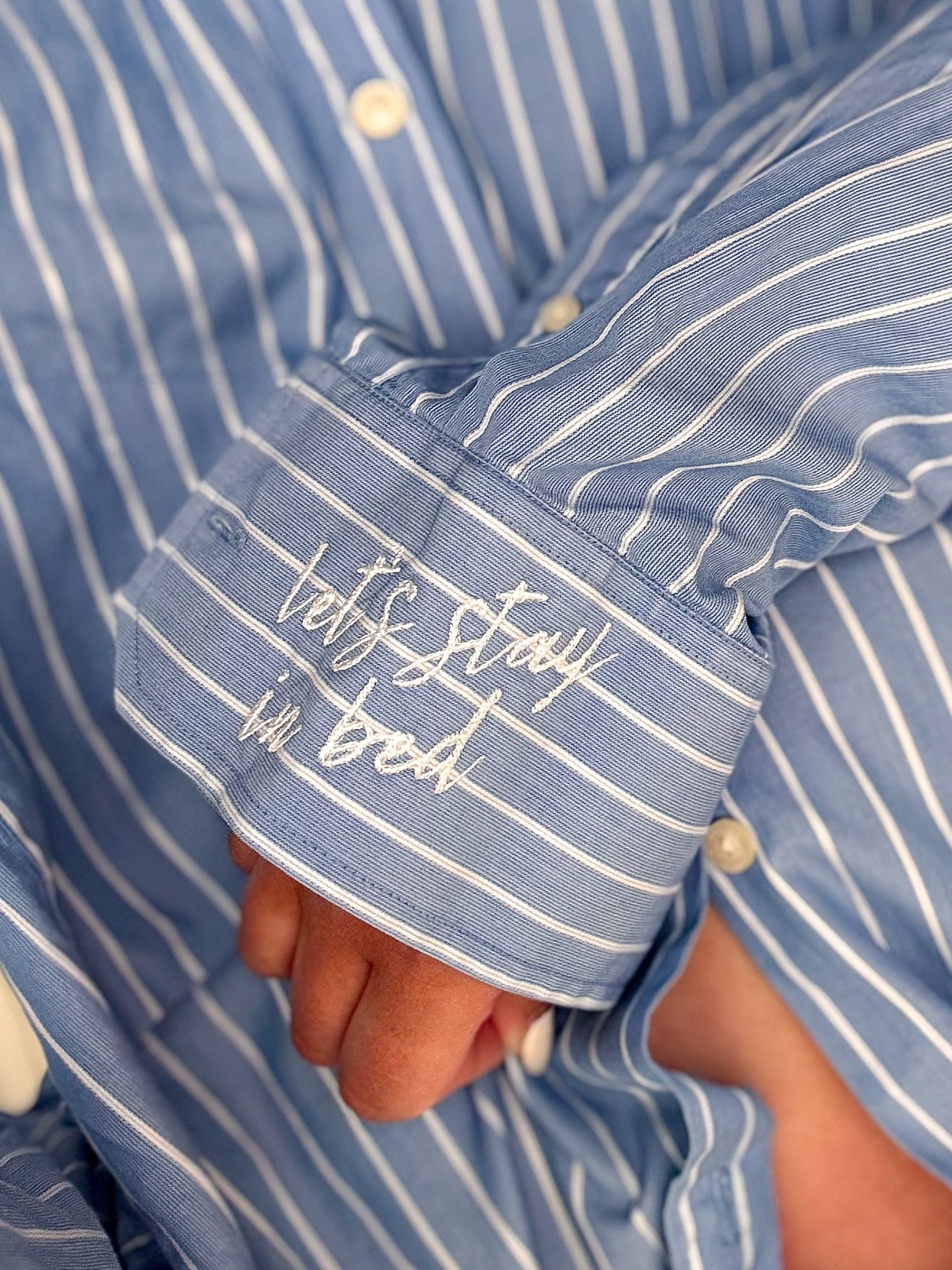 Preloved blue & white stripe Shirt (S)