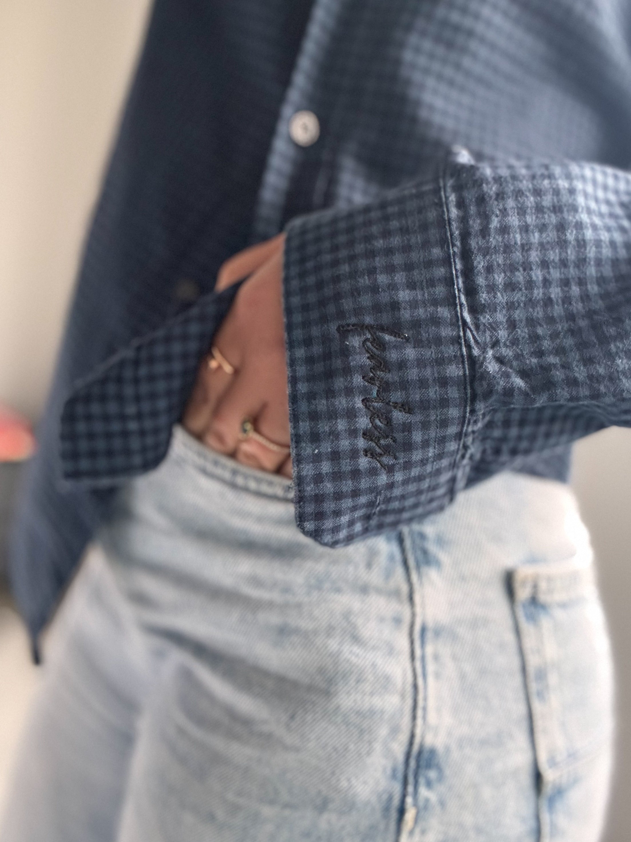 Fearless - blue gingham shirt (S)
