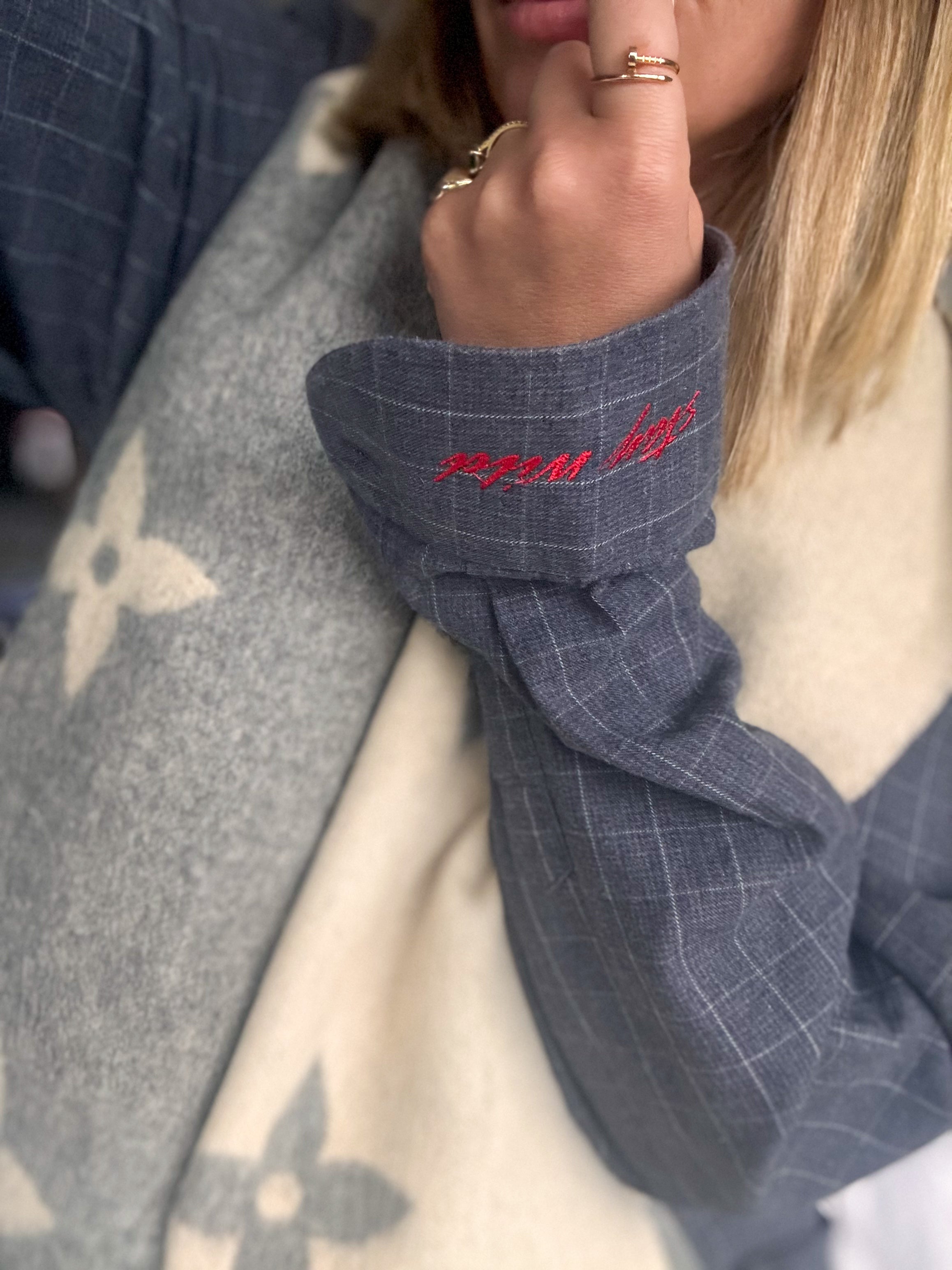 Stay Wild - grey check shirt (M)