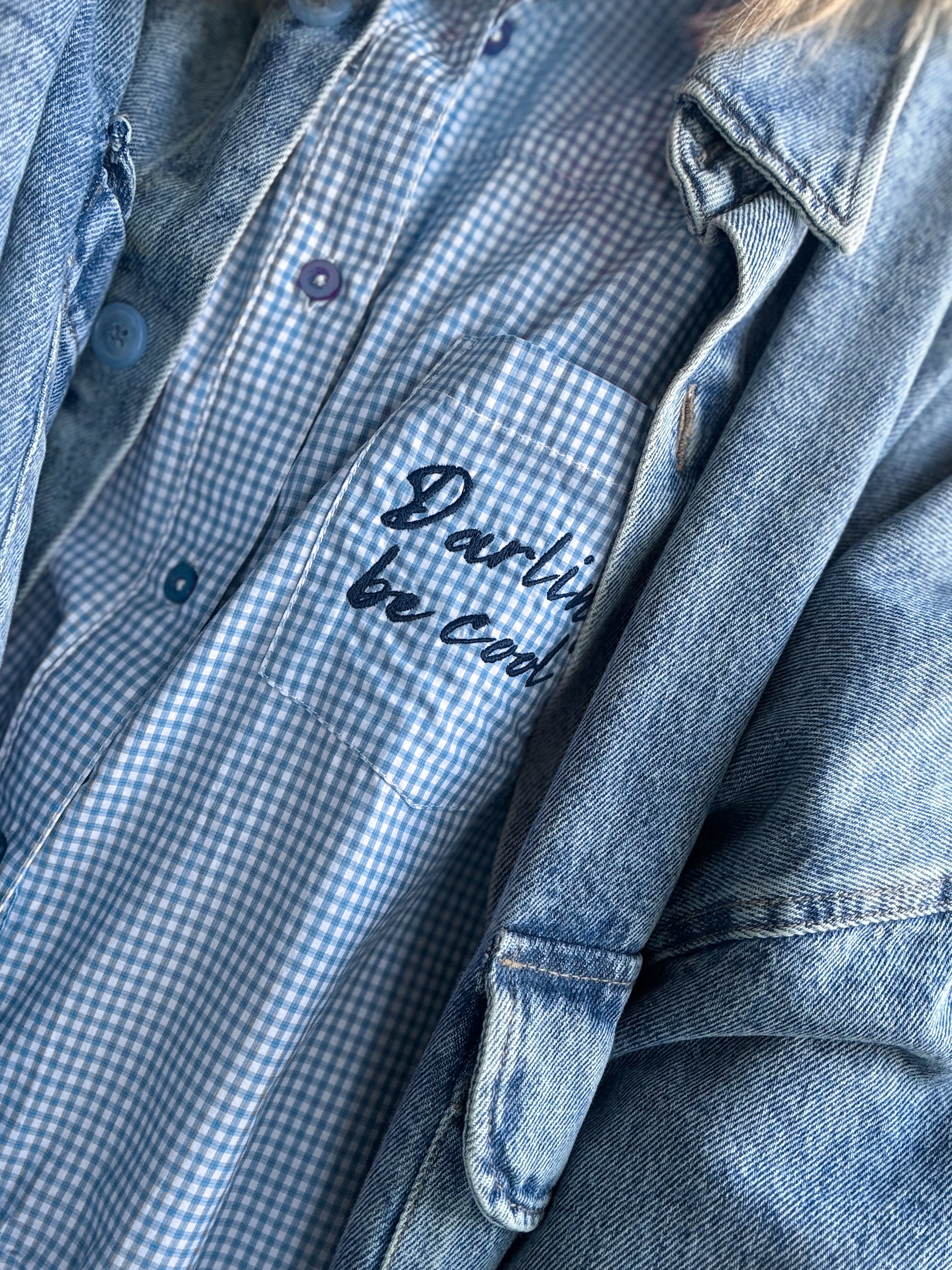 Darling Be Cool - pink gingham shirt (S)