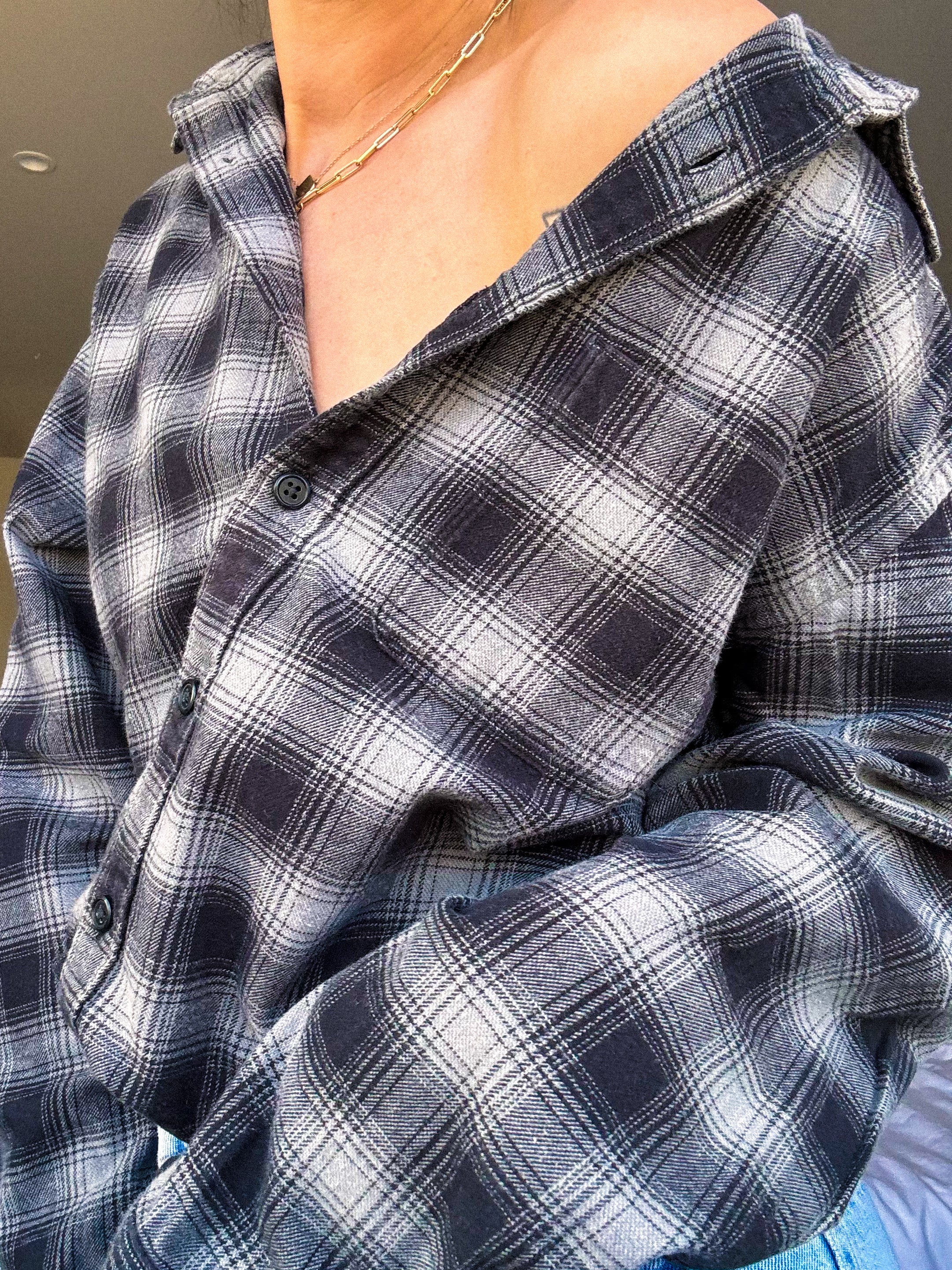 Grey and black flannel check - Made for You (L)